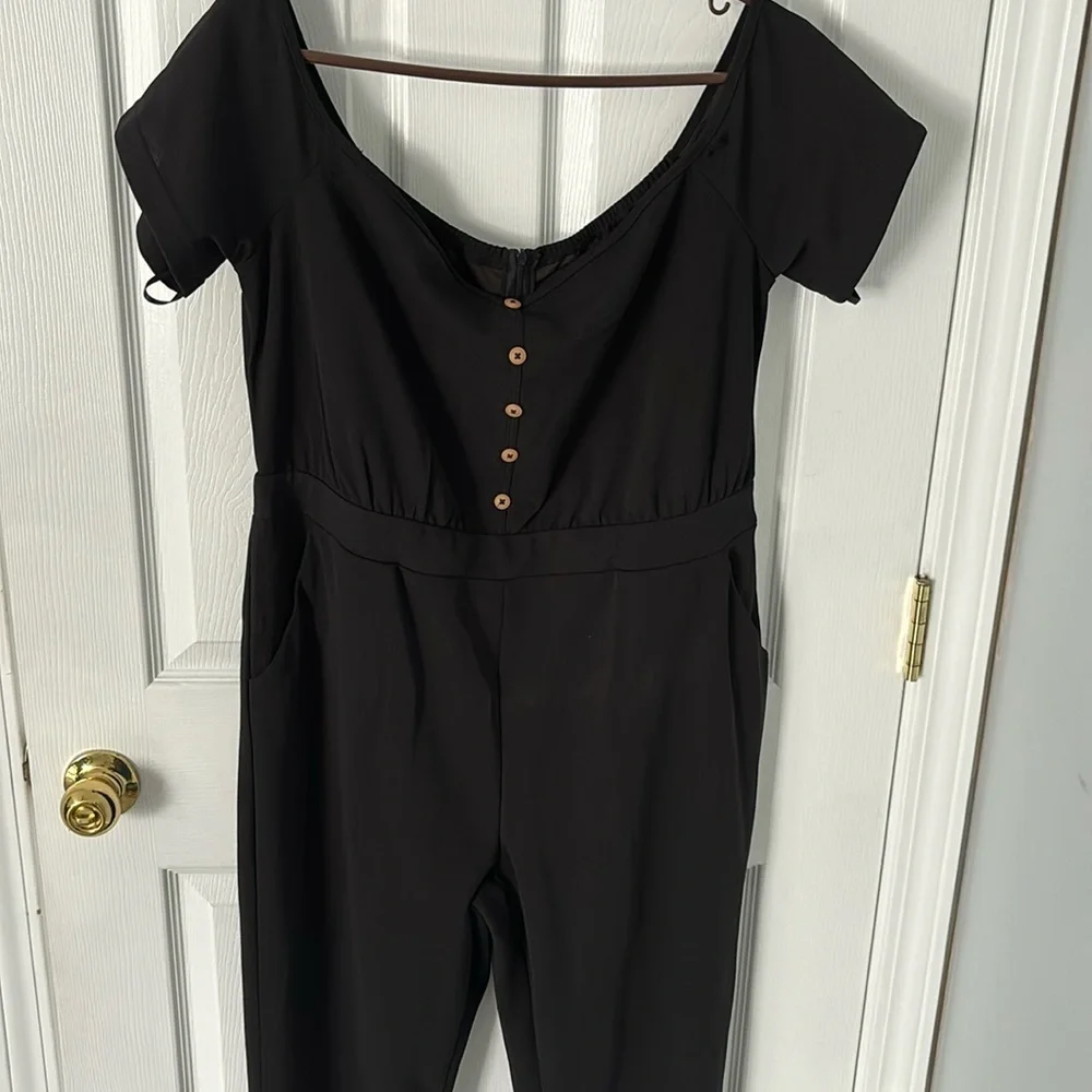 Black off shoulder jumpsuit